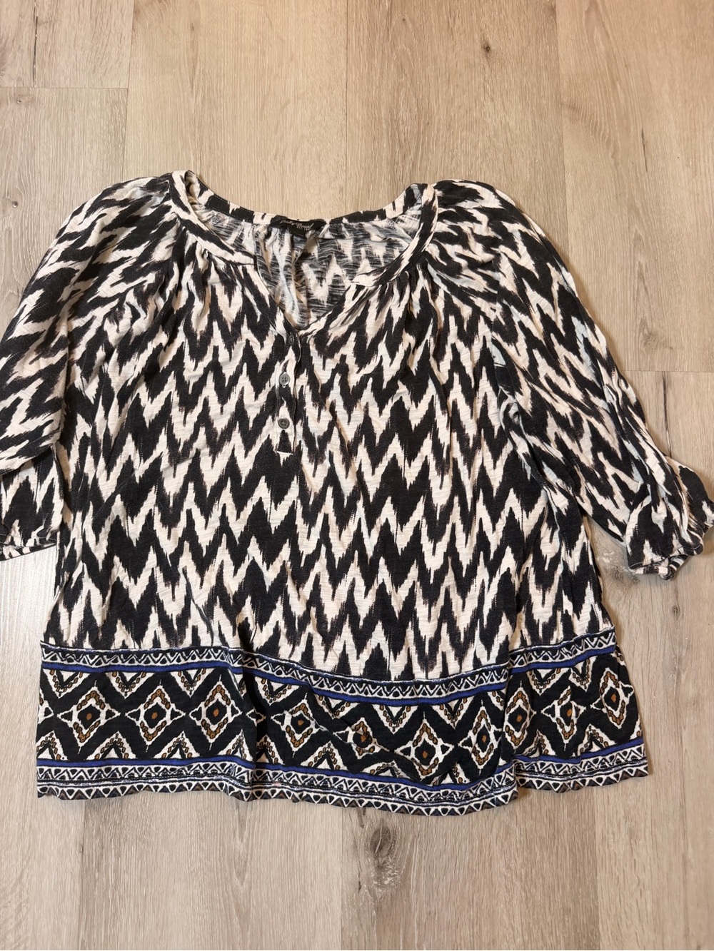 Lucky Brand Boho Zigzag Henley Blouse